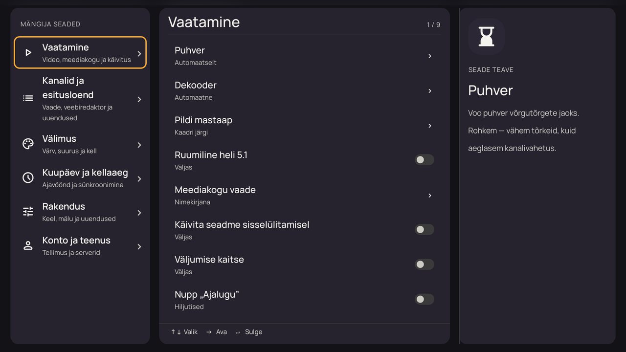 Seaded: „Vaatamine”