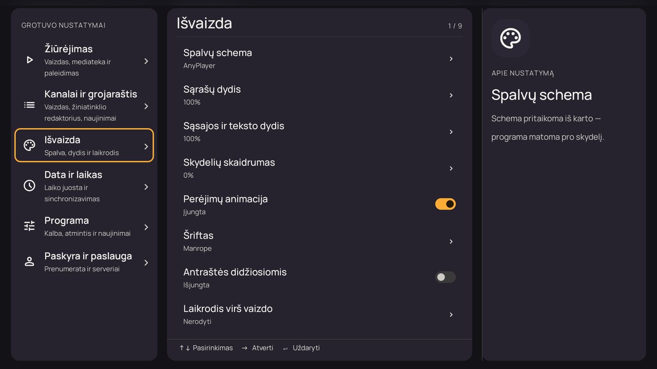 Nustatymai: „Išvaizda“