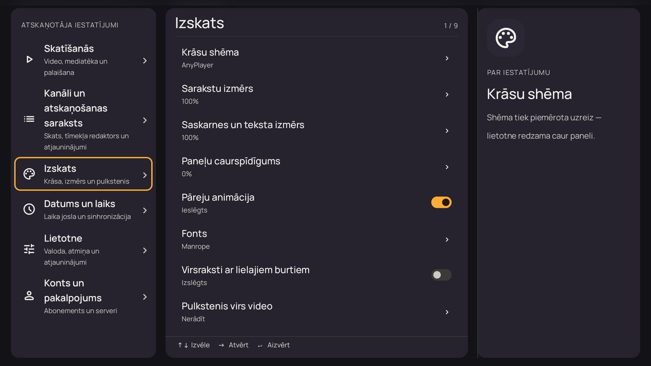 Iestatījumi: “Izskats”