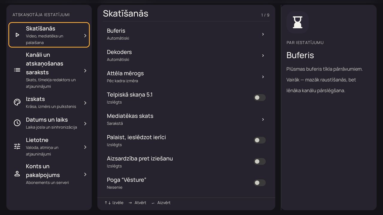 Iestatījumi: “Skatīšanās”