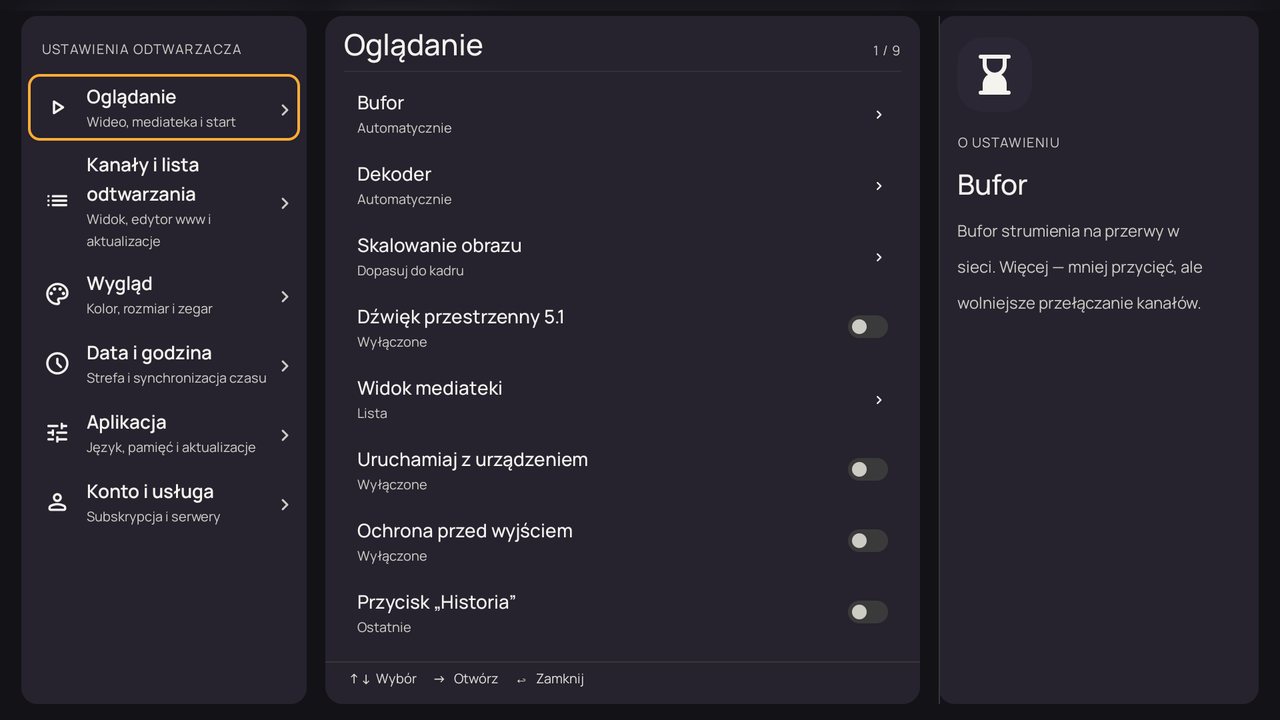 Ustawienia: „Oglądanie”
